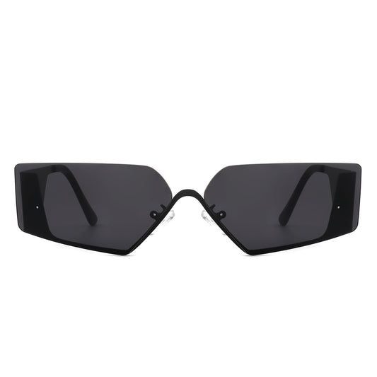 J2035 - Square Geometric Rimless Irregular Frameless Fashion Sunglasses