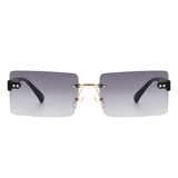 S2113 - Rectangle Retro Rimless Tinted Fashion Square Wholesale Sunglasses