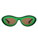 S2123 - Oval Retro Vintage Inspired Round Tinted Fashion Sunglasses