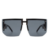 HW3020 - Square Oversize Flat Top Chunky Half Frame Sunglasses