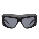S1215 - Square Chunky Wrap Around Tinted Oversize Fashion Sunglasses
