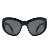 HS1157 - Women Oversize Wrap Around Curved Fashion Sunglasses