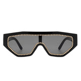 HS1136-1 - Geometric Oversize Glitter Square Fashion Women Sunglasses