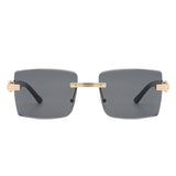 HW2047 - Rimless Square Retro Tinted Fashion Wholesale Sunglasses