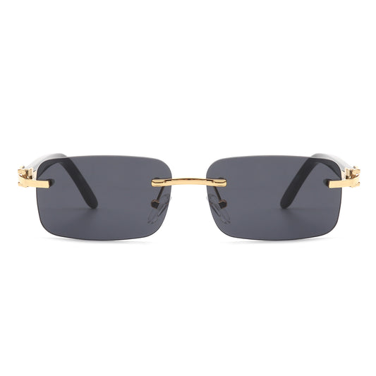 HW3011 - Rimless Rectangle Retro Tinted Fashion Square Vintage Sunglasses