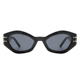 S2116 - Geometric Oval Slim Fashion Round Cat Eye Sunglasses