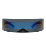 HW1007 - Wraparound Futuristic Shield Rimless Translucent Cyclops Sunglasses