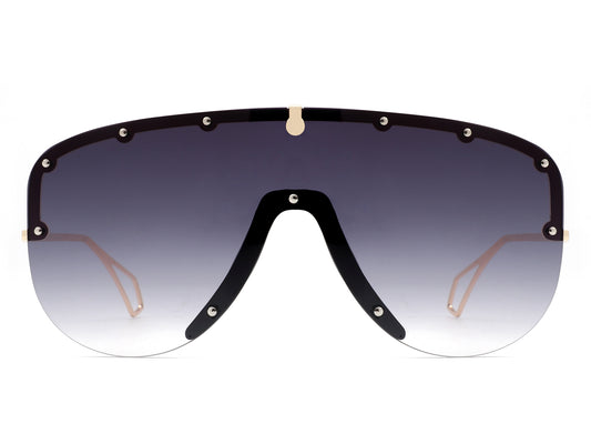 HW3007 - Retro Half Frame Oversize Vintage Aviator Fashion Sunglasses