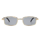 J2030 - Rectangle Retro Glitter Vintage Square Fashion Sunglasses