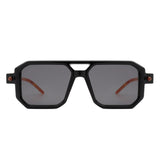 HS2065 - Retro Square Flat Top Brow-Bar Fashion Sunglasses