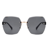 HW2016 - Oversize Square Geometric Rimless Tinted Fashion Sunglasses