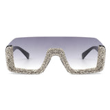 HS3008 - Square Half Frame Retro Oversize Fashion Sunglasses