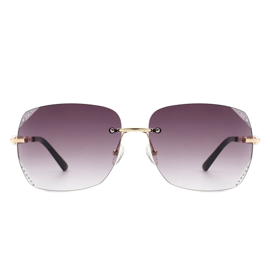 HW2033 - Classic Rimless Chic Square Tinted Fashion Women Sunglasses