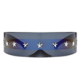HW1007-1 - Futuristic Shield Star Design Rimless Translucent Monolens Sunglasses