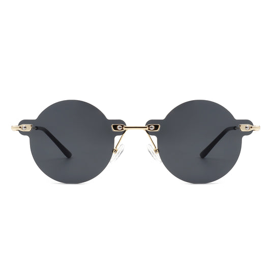 HW2014 - Circle Retro Round Rimless Fashion Tinted Vintage Sunglasses