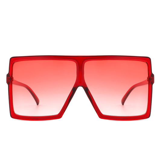 HS1096-3 - Oversize Flat Top Square Tinted Women Fashion Sunglasses
