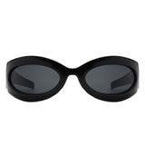 HS1187 - Oval Wrap Around Retro Round Fashion Wholesale Sunglasses