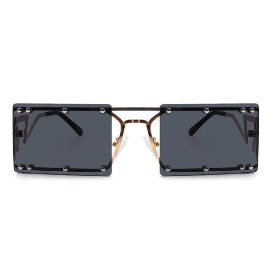 HJ3008 - Retro Rectangle Flat Top Modern Tinted Fashion Sunglasses