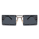 HJ3008 - Retro Rectangle Flat Top Modern Tinted Fashion Sunglasses