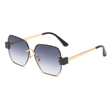 J3004 - Geometric Square Retro Metal Fashion Designer Sunglasses