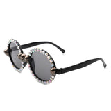 HS1170 - Round Retro Gothic Rhinestone Skull Punk Party Wholesale Sunglasses