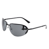 HJ2047 - Retro Rimless Oval Tinted Fashion Round Wholesale Sunglasses