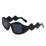 HS1210 - Square Oversize Irregular Wavy Temple Design Fashion Wholesale Sunglasses