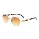 J2021 - Round Circle Retro Glitter Tinted Vintage Fashion Sunglasses