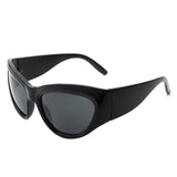 HS1157 - Women Oversize Wrap Around Curved Fashion Sunglasses