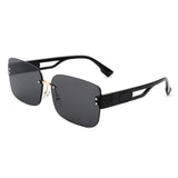 HW2015 - Rectangle Classic Rimless Square Retro Tinted Fashion Sunglasses