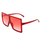 HS1096-3 - Oversize Flat Top Square Tinted Women Fashion Sunglasses