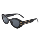 S2116 - Geometric Oval Slim Fashion Round Cat Eye Sunglasses