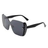 HS2060 - Square Oversize Half Frame Tinted Retro Fashion Women Sunglasses