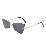 J2025 - Rimless Geometric Triangle Retro Tinted Fashion Sunglasses