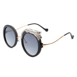 J3011 - Women Circle Oversize Fashion Round Leopard Design Sunglasses