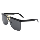 HS2132 - Oversize Half Frame Fashion Square Women wholesale Sunglasses