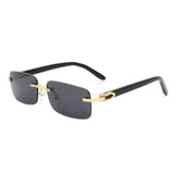HW3011 - Rimless Rectangle Retro Tinted Fashion Square Vintage Sunglasses