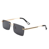 J2032 - Rectangle Rimless Retro Tinted Fashion Flat top Wholesale Sunglasses
