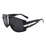 HS18050 - Retro Flat Top Oversize Curved Fashion Sunglasses