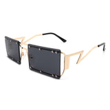 HJ3008 - Retro Rectangle Flat Top Modern Tinted Fashion Sunglasses