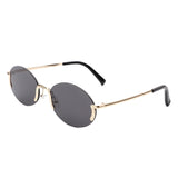 HW3017 - Retro Rimless Oval Circle Vintage Frameless Fashion Round Sunglasses