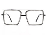 HBJ2008 - Square Oversize Anti Blue Light Rhinestone Fashion Glasses