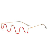 H1015 - Decorative Metal No Lens Frame Rhinestone Fashion Glasses