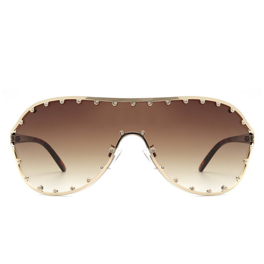 HJ2046 - Oversize Rhinestone Design Fashion Women Aviator Wholesale Sunglasses