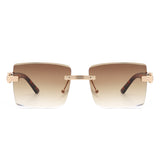 HW2047 - Rimless Square Retro Tinted Fashion Wholesale Sunglasses