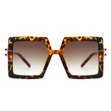 HS2055 - Square Retro Women Oversize Large Flat Top Fashion Sunglasses