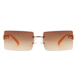 S2113 - Rectangle Retro Rimless Tinted Fashion Square Wholesale Sunglasses