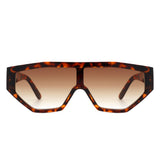 HS1136 - Geometric Square Oversize Futuristic Fashion Sunglasses