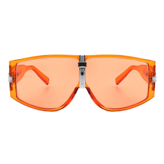 HS18050 - Retro Flat Top Oversize Curved Fashion Sunglasses