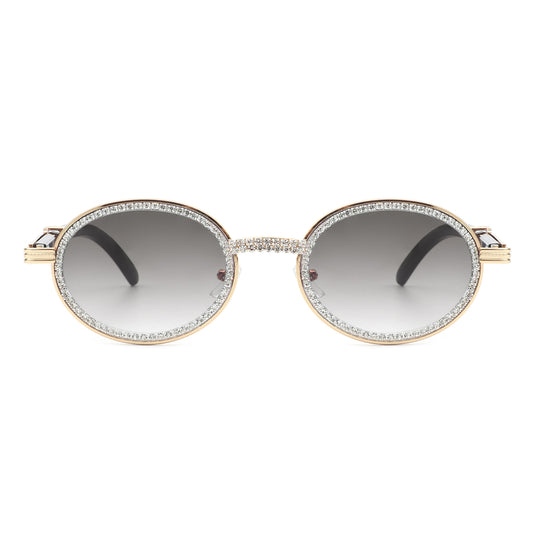 J2021 - Round Circle Retro Glitter Tinted Vintage Fashion Sunglasses